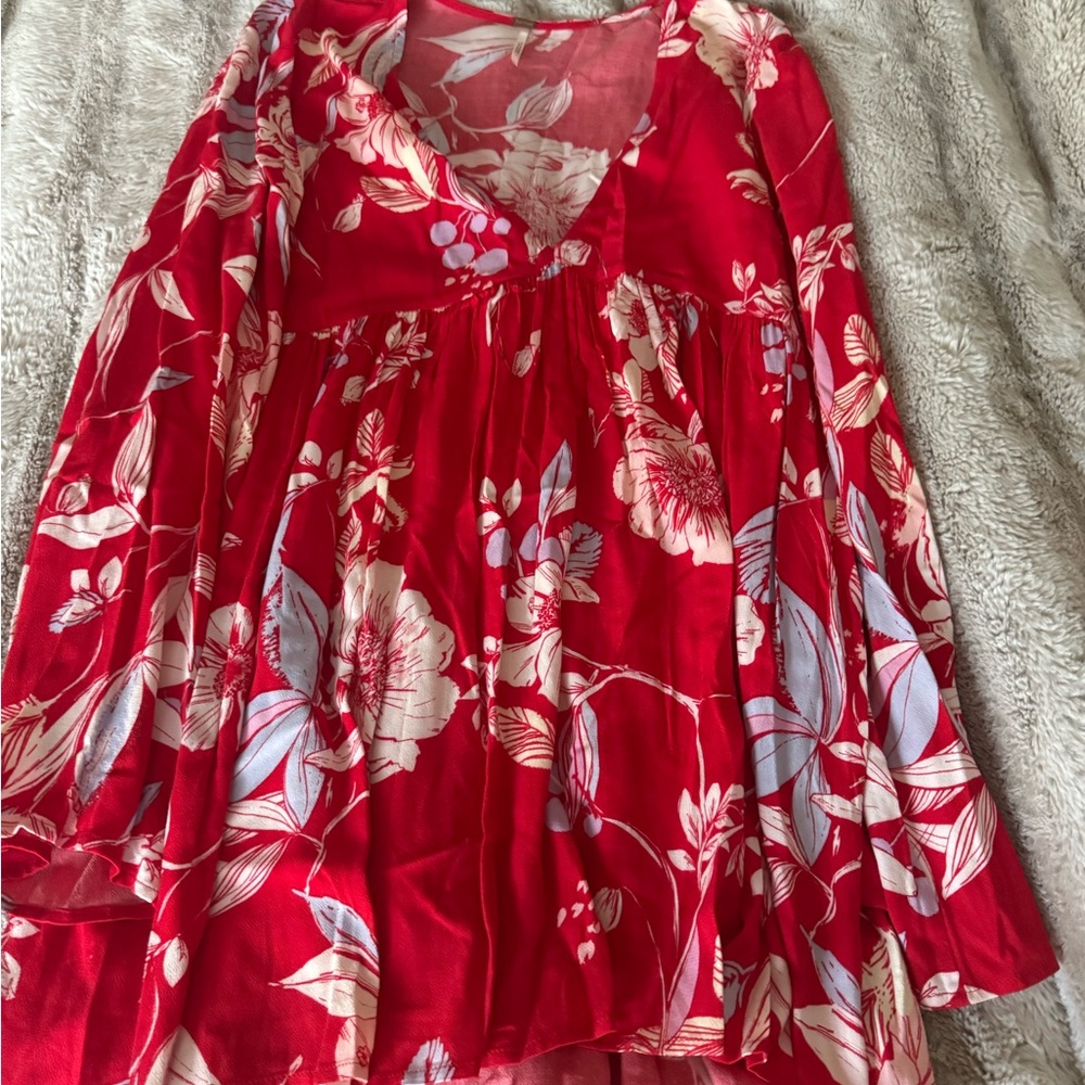 Free People Red Floral Mini Dress